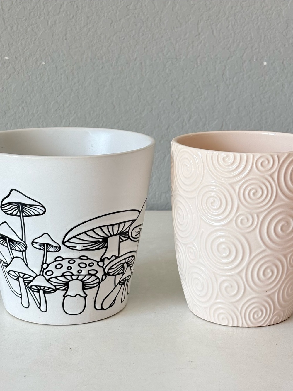 Decorative Ceramic Planter Set - Blush Pink & Off-White